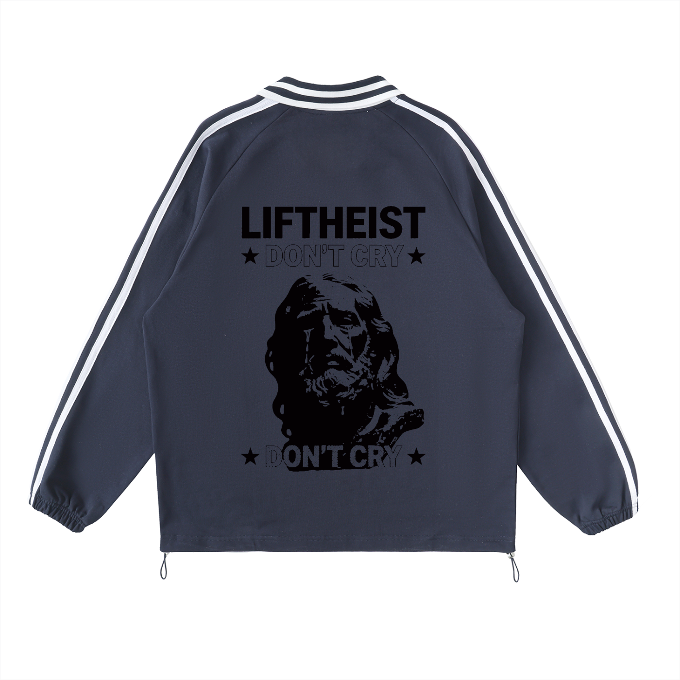 LIFTHEIST STRIPED LAPEL SWEATSHIRT