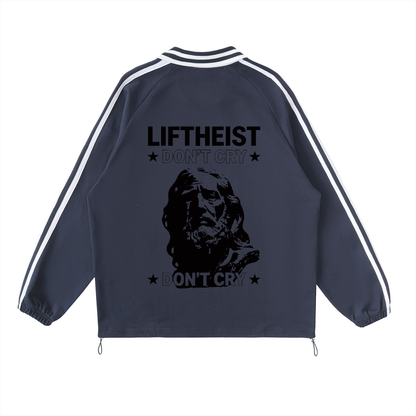 LIFTHEIST STRIPED LAPEL SWEATSHIRT