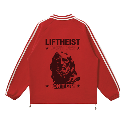 LIFTHEIST STRIPED LAPEL SWEATSHIRT