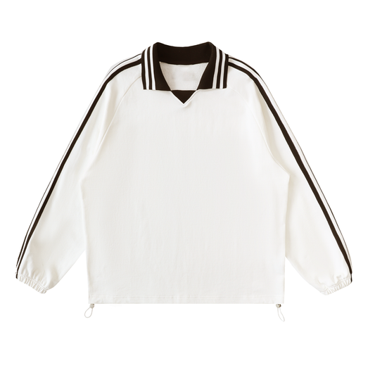 LIFTHEIST STRIPED LAPEL SWEATSHIRT