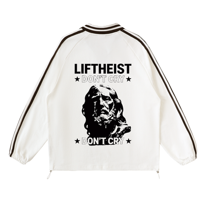 LIFTHEIST STRIPED LAPEL SWEATSHIRT
